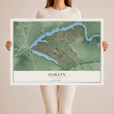 Oaklyn, New Jersey map print, 24" x 36" Archival Matte Print mockup