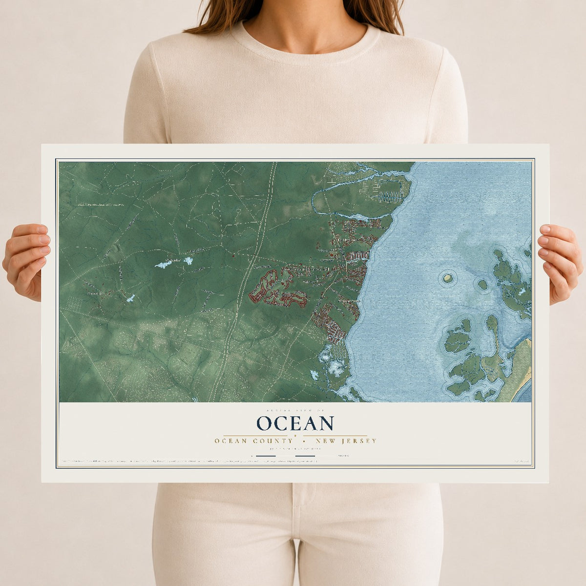 Ocean, New Jersey map print, 12" x 18" Archival Matte Print mockup