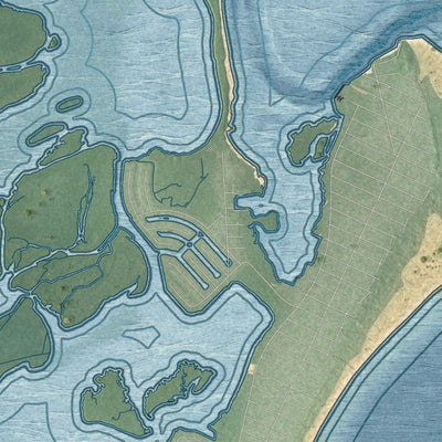 Close-up 1 of the Ocean, New Jersey map artwork
