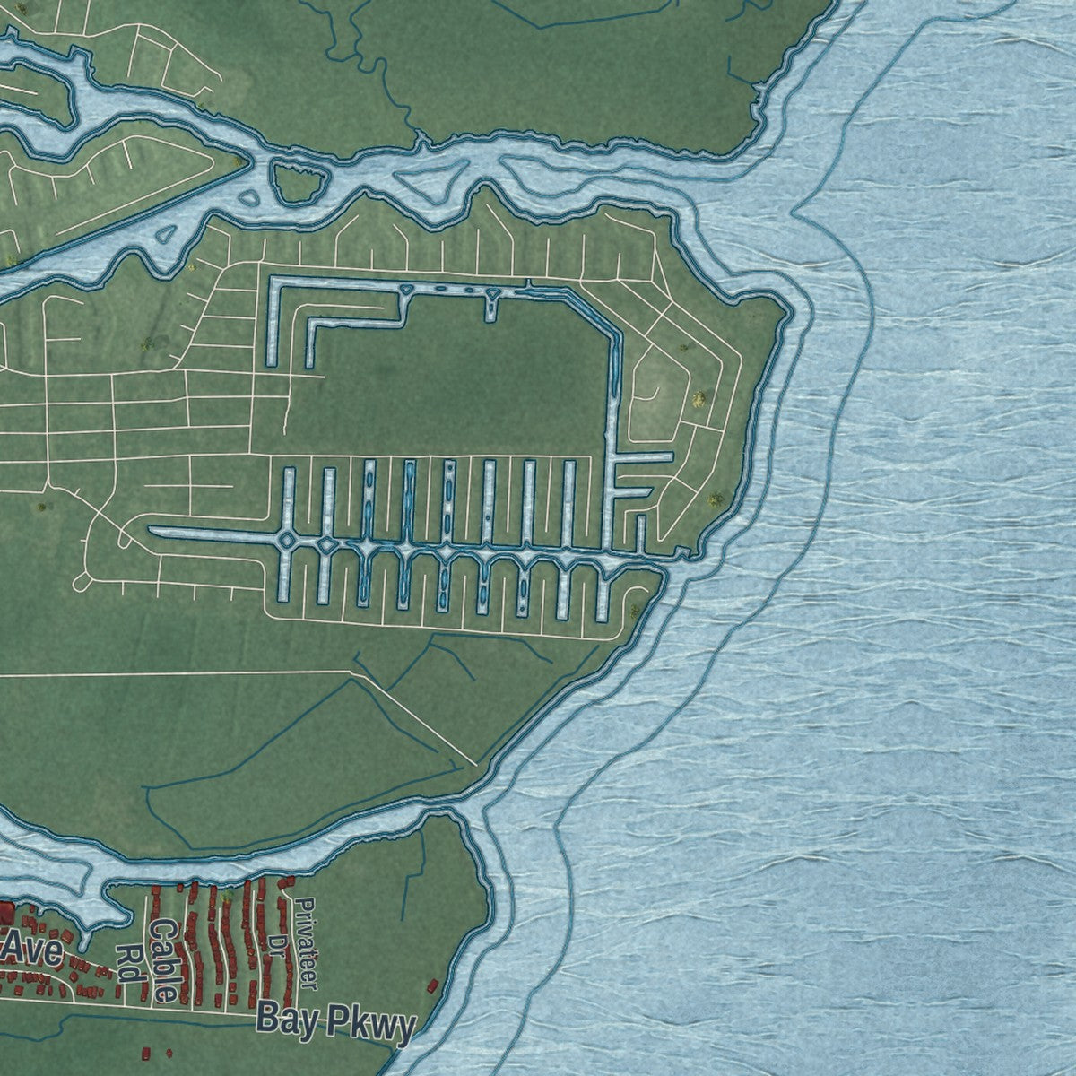 Close-up 2 of the Ocean, New Jersey map artwork