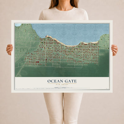 Ocean Gate, New Jersey map print, 24" x 36" Archival Matte Print mockup