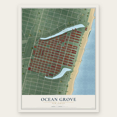 Ocean Grove, New Jersey map print, the full design