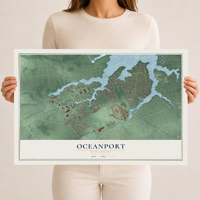 Oceanport, New Jersey map print, 12" x 18" Archival Matte Print mockup