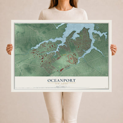 Oceanport, New Jersey map print, 24" x 36" Archival Matte Print mockup