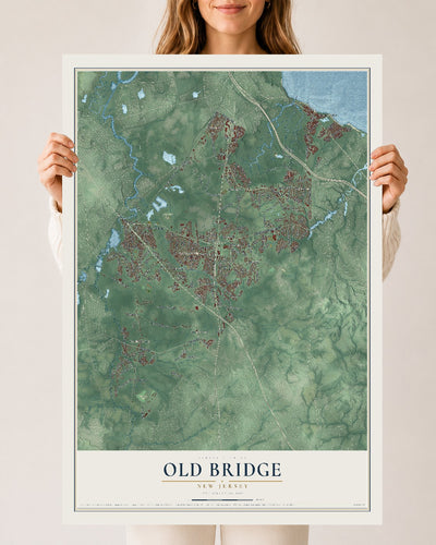 Old Bridge, New Jersey map print, 24" x 36" Archival Matte Print mockup