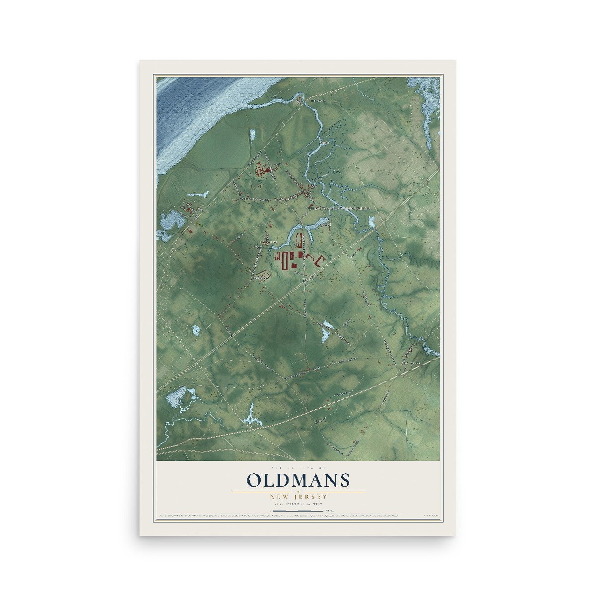 Oldmans, New Jersey map print, 12" x 18" Archival Matte Print mockup