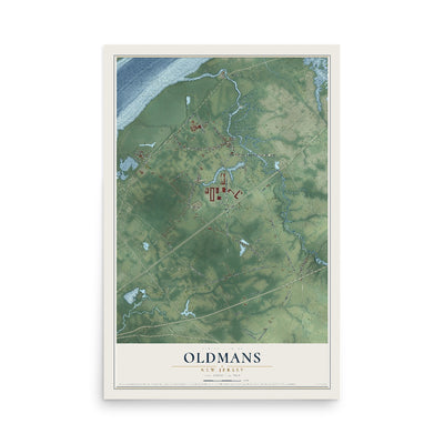 Oldmans, New Jersey map print, 12" x 18" Archival Matte Print mockup