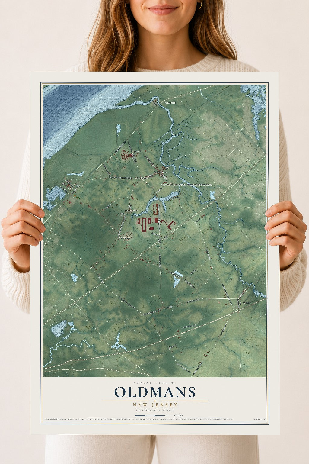 Oldmans, New Jersey map print, 18" x 24" Archival Matte Print mockup