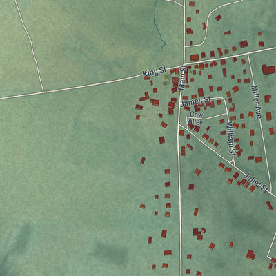 Close-up of the map of Oldwick, New Jersey print showing street and building detail
