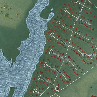 Close-up of the map of Olivet, New Jersey print showing street and building detail