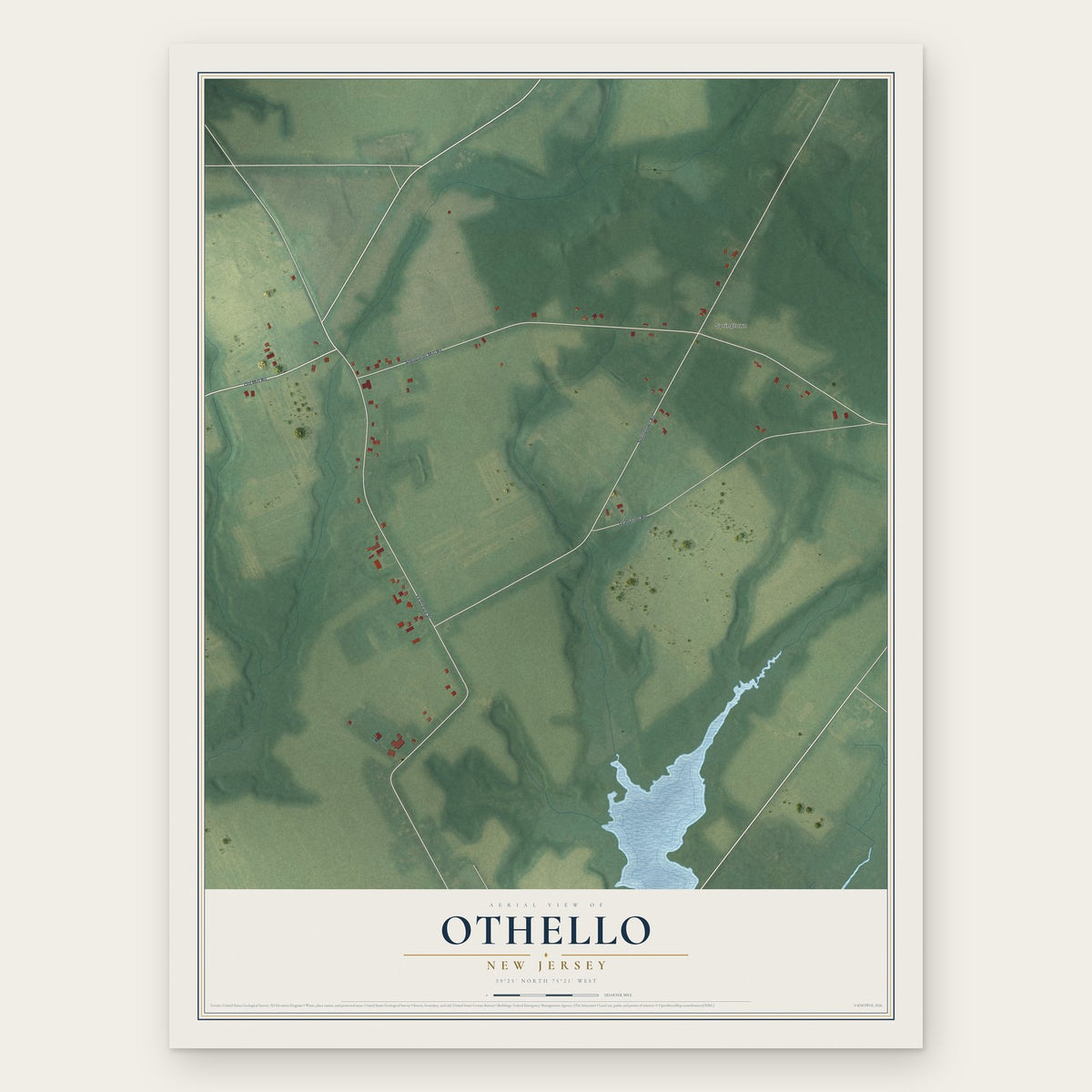 Othello, New Jersey map print, the full design