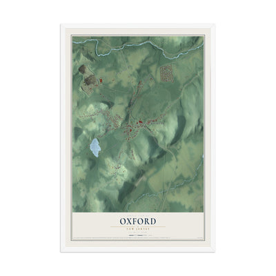Oxford, New Jersey map print, 12" x 18" W/ White Ayous Wood Frame mockup