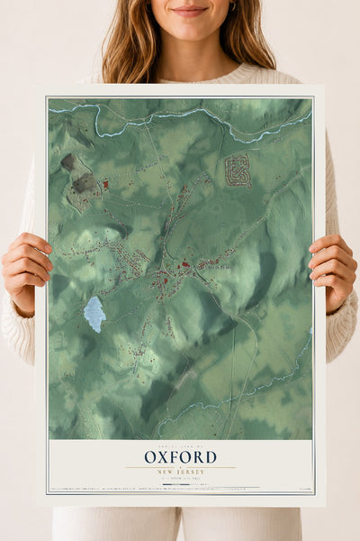 Oxford, New Jersey map print, 18" x 24" Archival Matte Print mockup