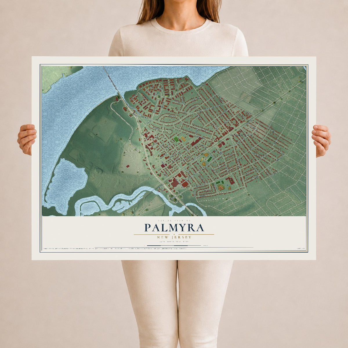 Palmyra, New Jersey map print, 24" x 36" Archival Matte Print mockup