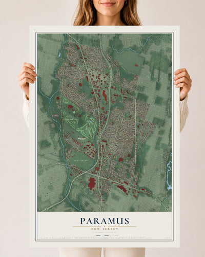 Paramus, New Jersey map print, 24" x 36" Archival Matte Print mockup