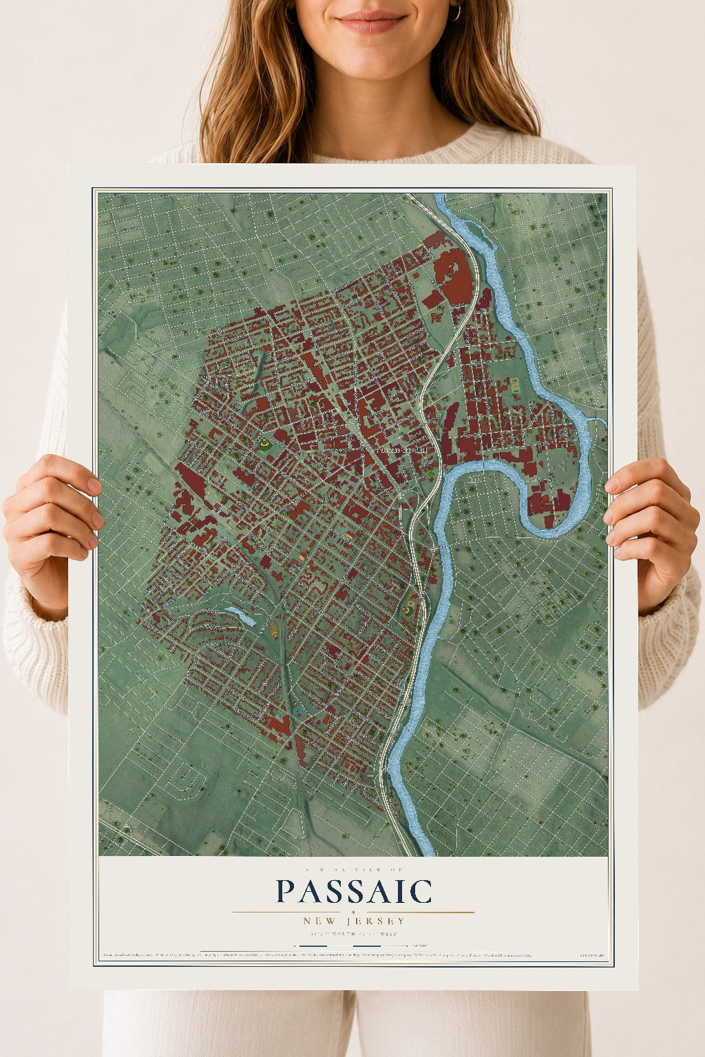 Passaic, New Jersey map print, 18" x 24" Archival Matte Print mockup