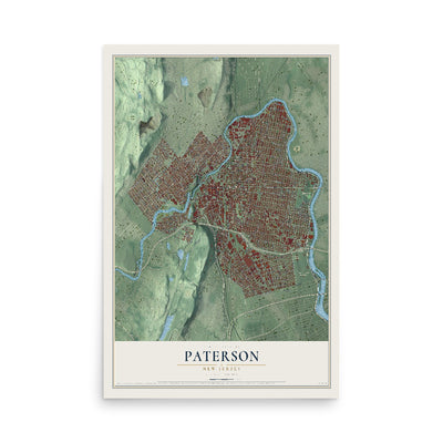 Paterson, New Jersey map print, 12" x 18" Archival Matte Print mockup
