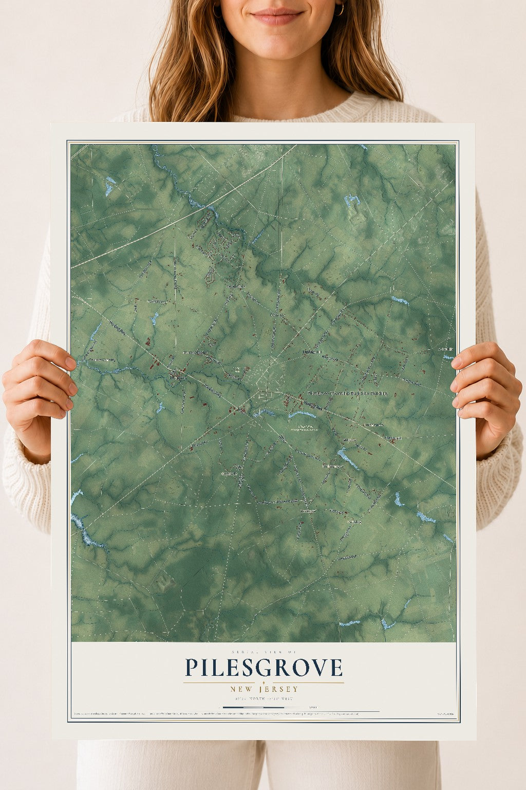 Pilesgrove, New Jersey map print, 18" x 24" Archival Matte Print mockup