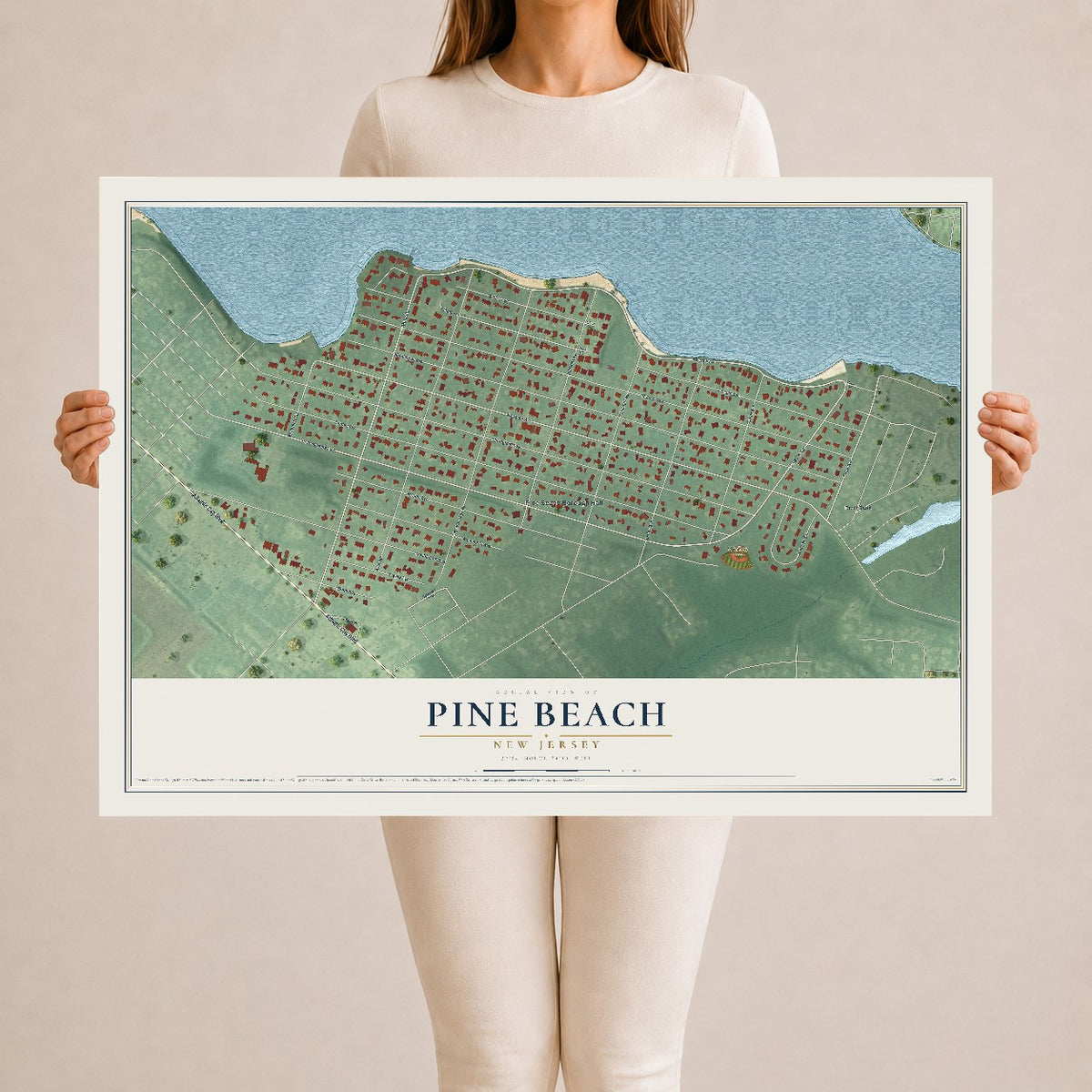 Pine Beach, New Jersey map print, 24" x 36" Archival Matte Print mockup