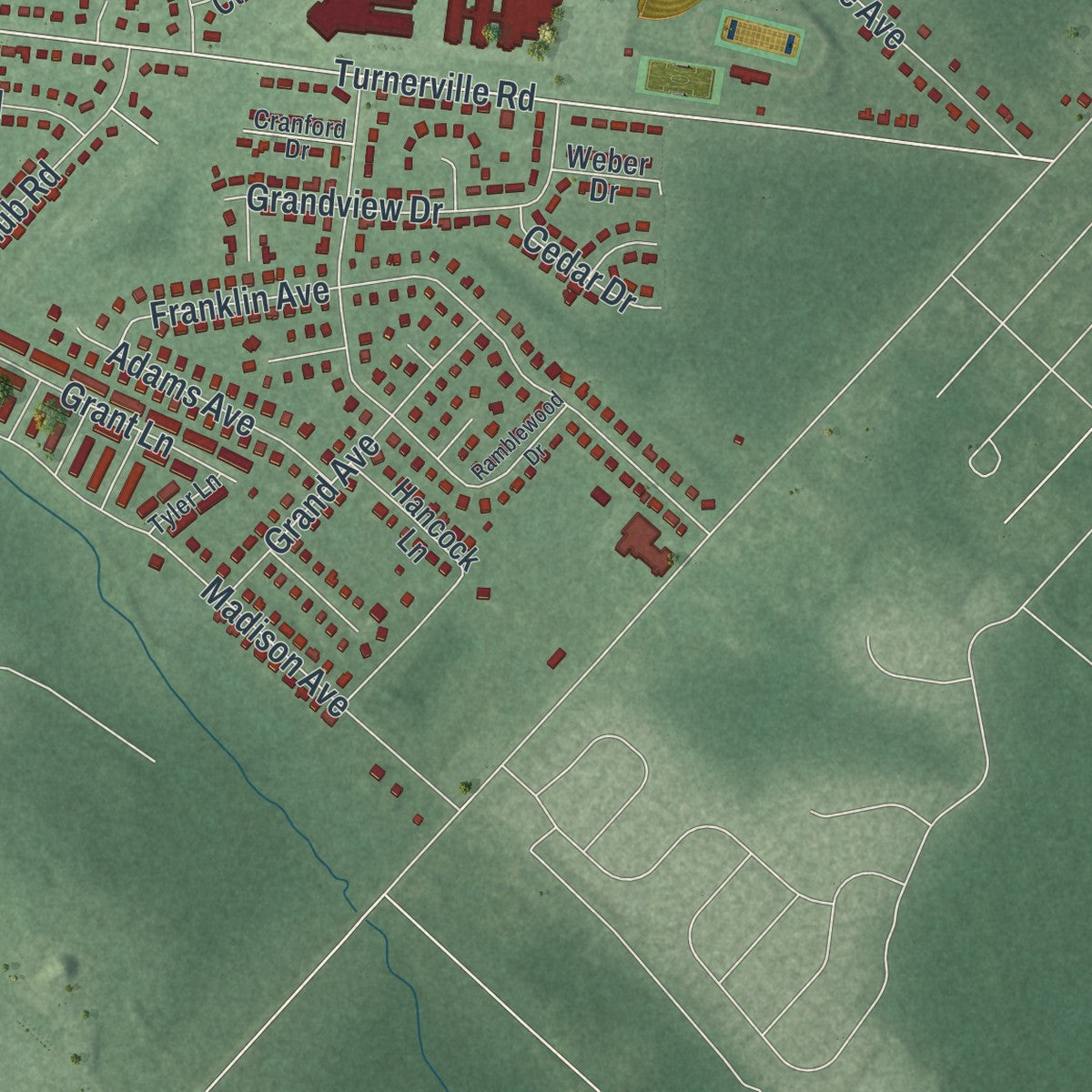 Close-up 2 of the Pine Hill, New Jersey map artwork
