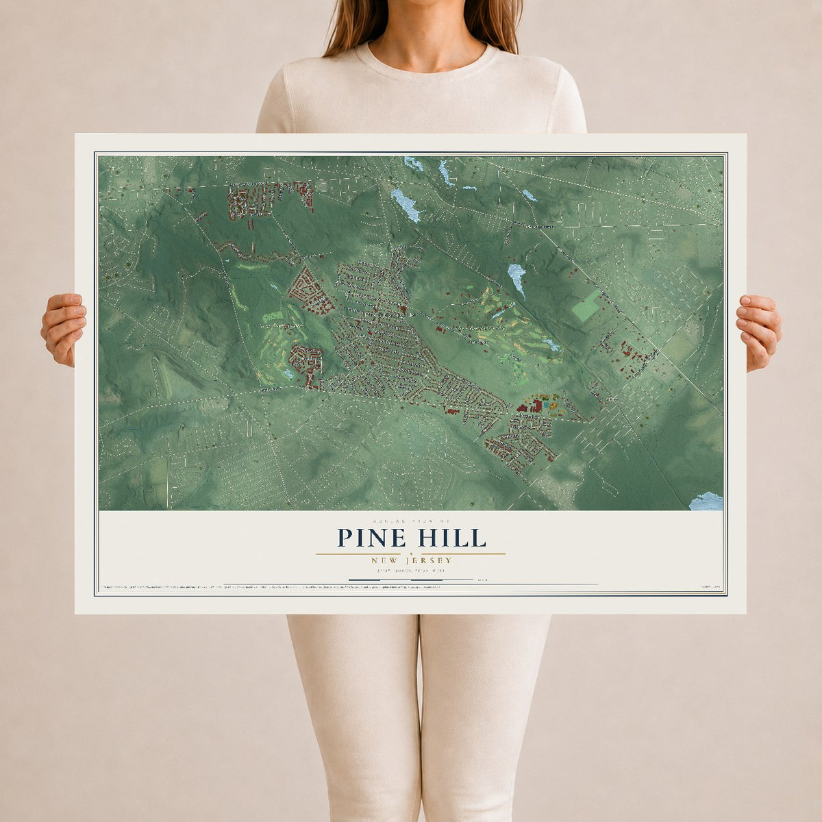 Pine Hill, New Jersey map print, 24" x 36" Archival Matte Print mockup