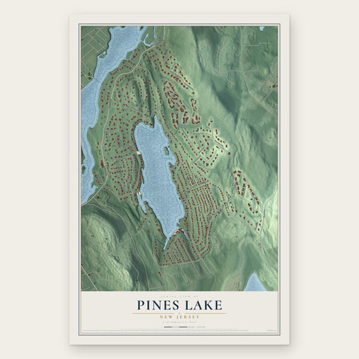 Pines Lake, New Jersey map print, the full design