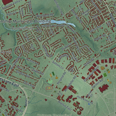 Close-up 2 of the Piscataway, New Jersey map artwork