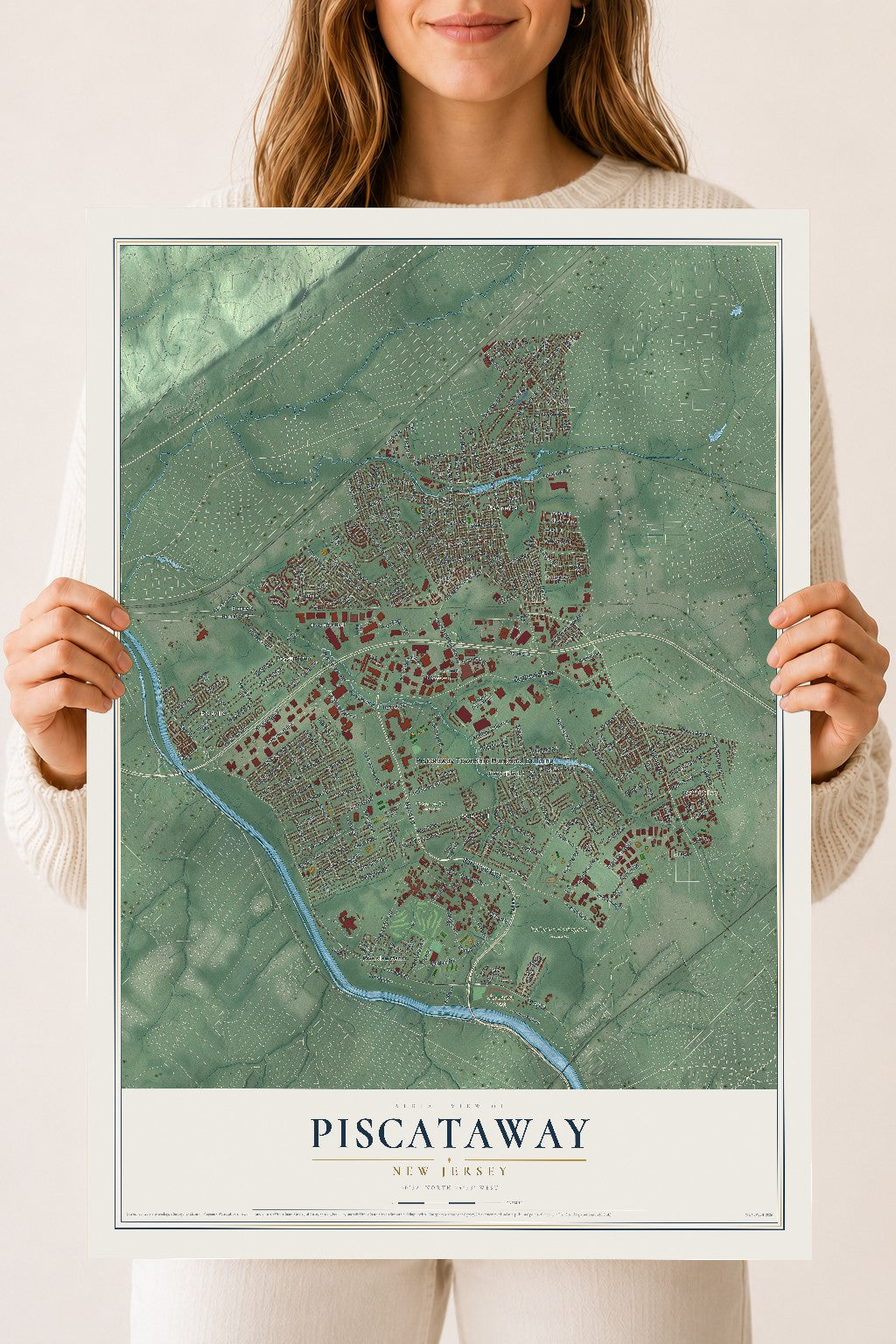 Piscataway, New Jersey map print, 18" x 24" Archival Matte Print mockup