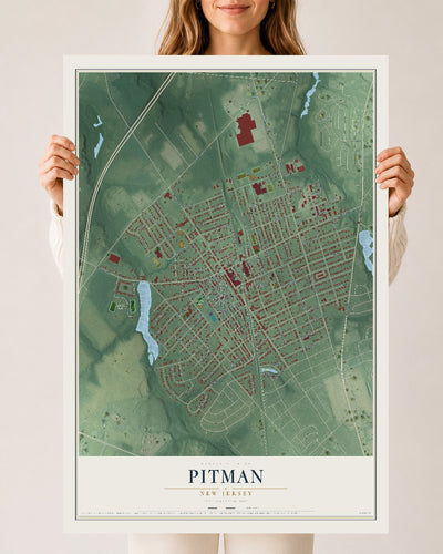 Pitman, New Jersey map print, 24" x 36" Archival Matte Print mockup