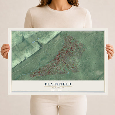 Plainfield, New Jersey map print, 12" x 18" Archival Matte Print mockup