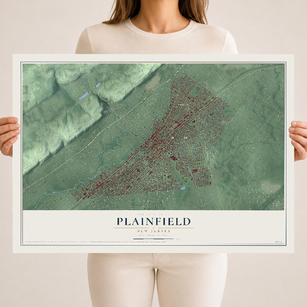 Plainfield, New Jersey map print, 18" x 24" Archival Matte Print mockup