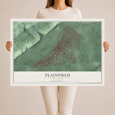 Plainfield, New Jersey map print, 24" x 36" Archival Matte Print mockup