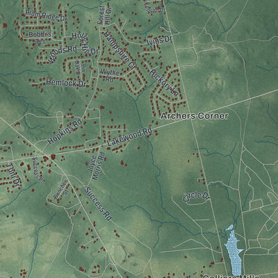 Second close-up of the map of Plumsted, New Jersey print showing more streets and buildings