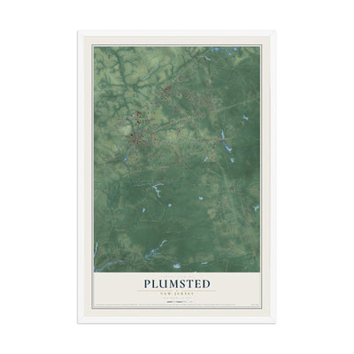 Map of Plumsted, New Jersey, 12 x 18 inch print in a white wood frame