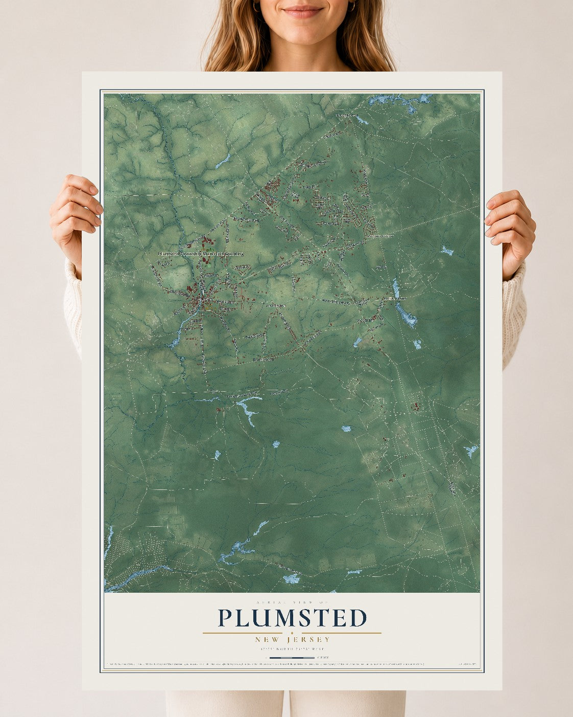 Map of Plumsted, New Jersey, 24 x 36 inch unframed archival matte print
