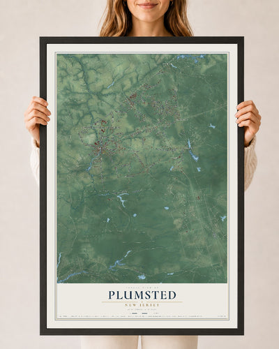 Map of Plumsted, New Jersey, 24 x 36 inch print in a black wood frame