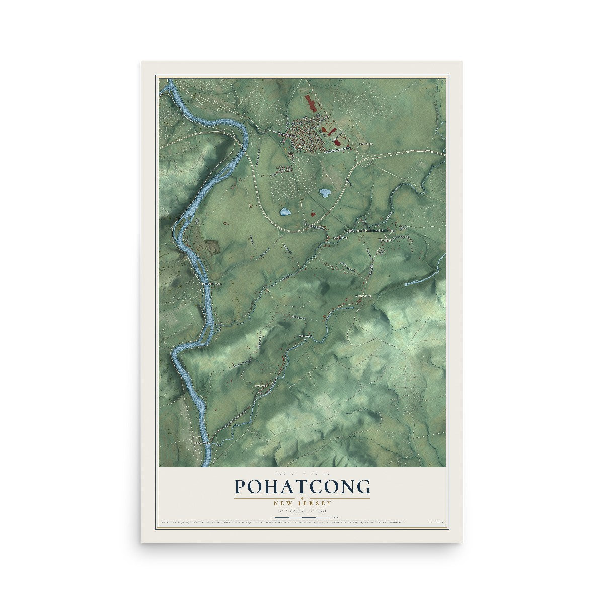 Map of Pohatcong, New Jersey, 12 x 18 inch unframed archival matte print