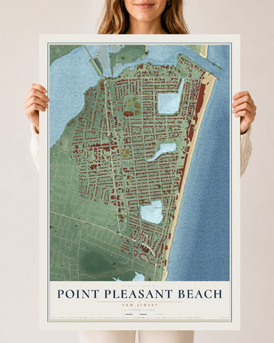 Point Pleasant Beach, New Jersey map print, 24" x 36" Archival Matte Print mockup