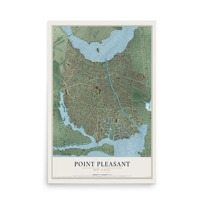 Point Pleasant, New Jersey map print, 12" x 18" Archival Matte Print mockup