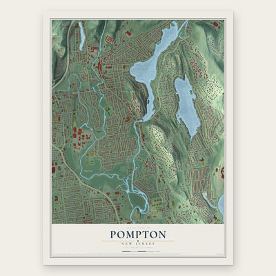 Pompton, New Jersey map print, the full design