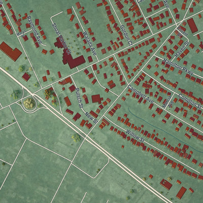 Close-up of the map of Port Monmouth, New Jersey print showing street and building detail