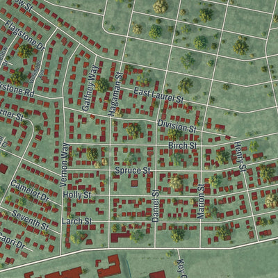 Close-up of the map of Port Reading, New Jersey print showing street and building detail