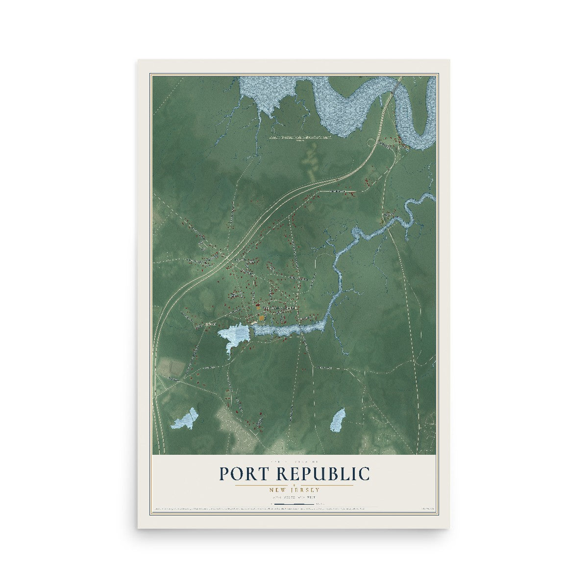 Port Republic, New Jersey map print, 12" x 18" Archival Matte Print mockup