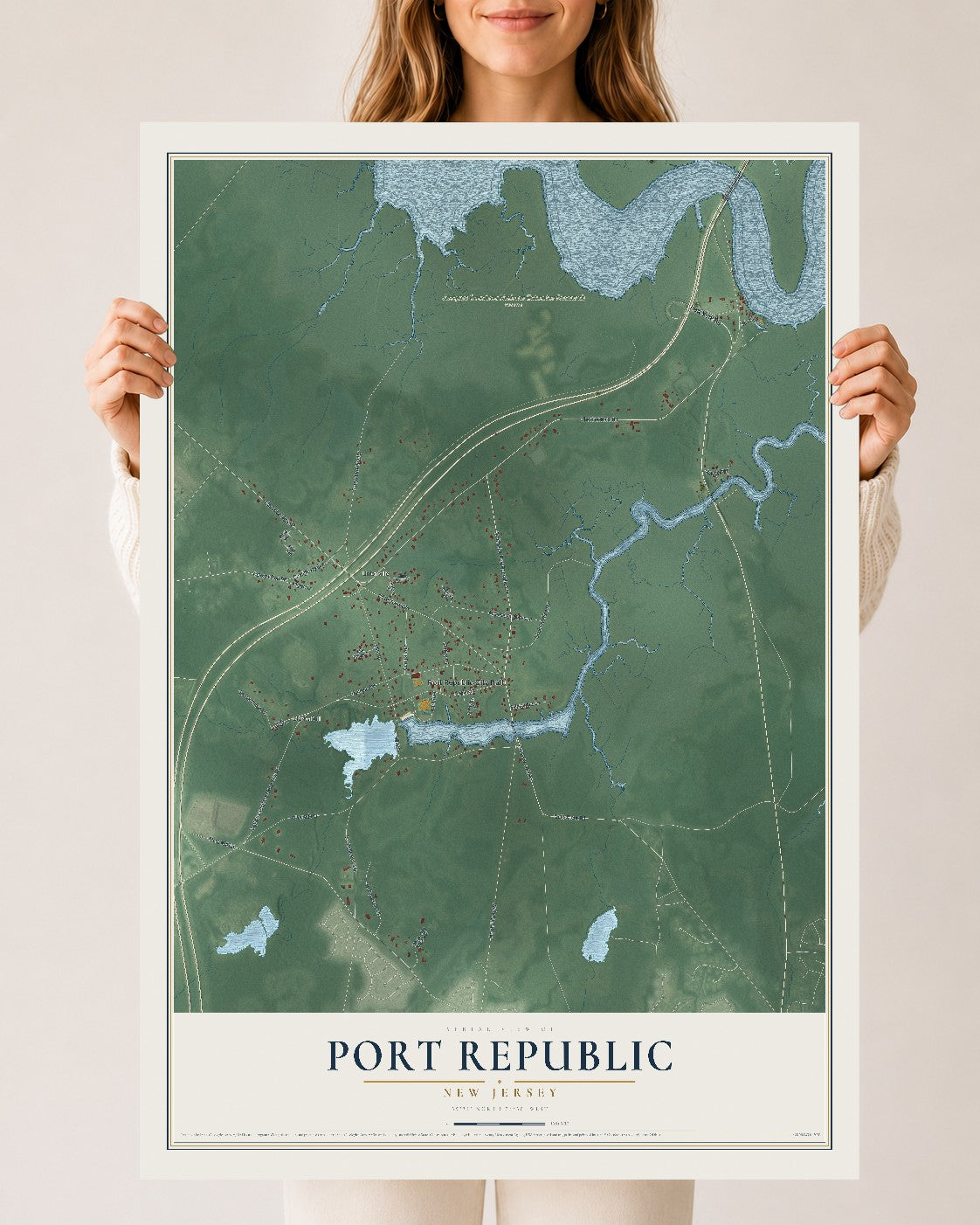 Port Republic, New Jersey map print, 24" x 36" Archival Matte Print mockup