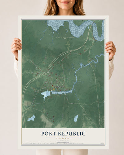 Port Republic, New Jersey map print, 24" x 36" Archival Matte Print mockup
