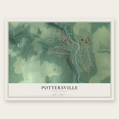 Pottersville, New Jersey map print, the full design