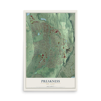 Preakness, New Jersey map print, 12" x 18" Archival Matte Print mockup
