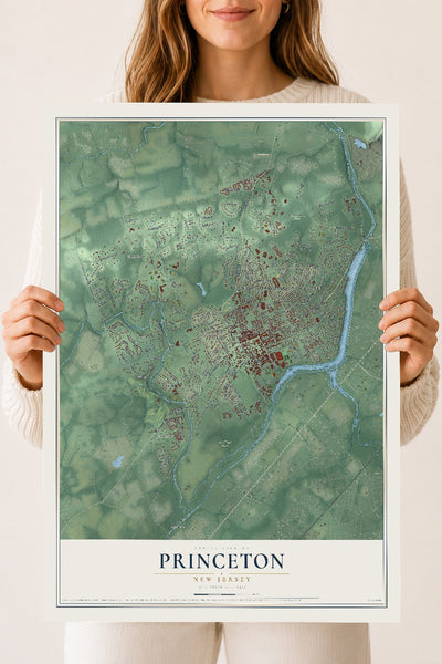 Princeton, New Jersey map print, 18" x 24" Archival Matte Print mockup
