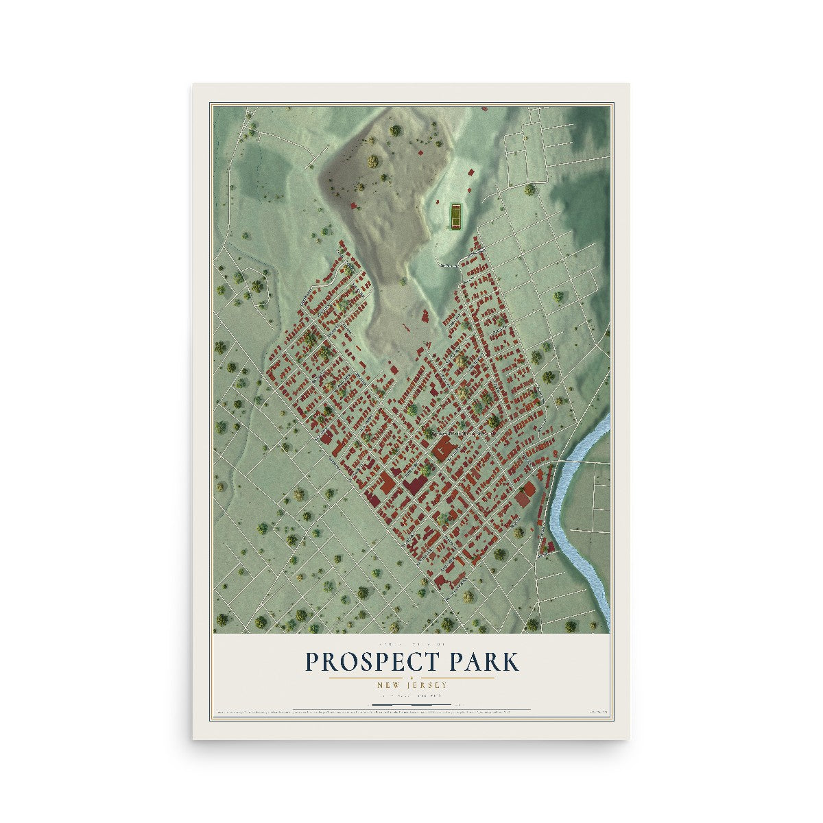 Prospect Park, New Jersey map print, 12" x 18" Archival Matte Print mockup