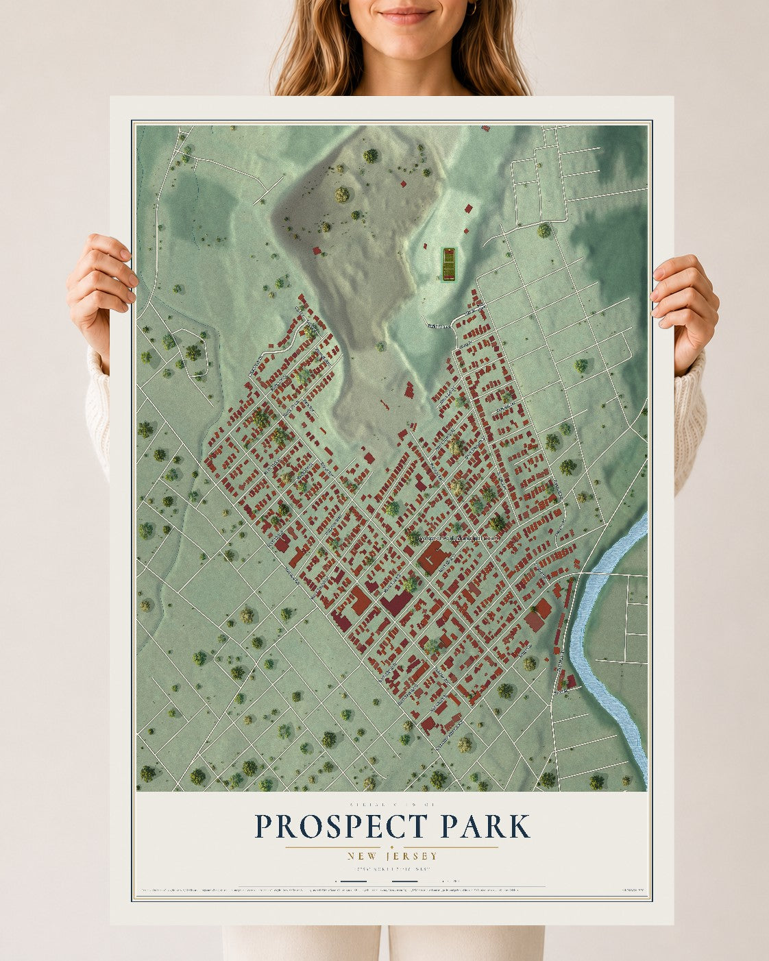 Prospect Park, New Jersey map print, 24" x 36" Archival Matte Print mockup